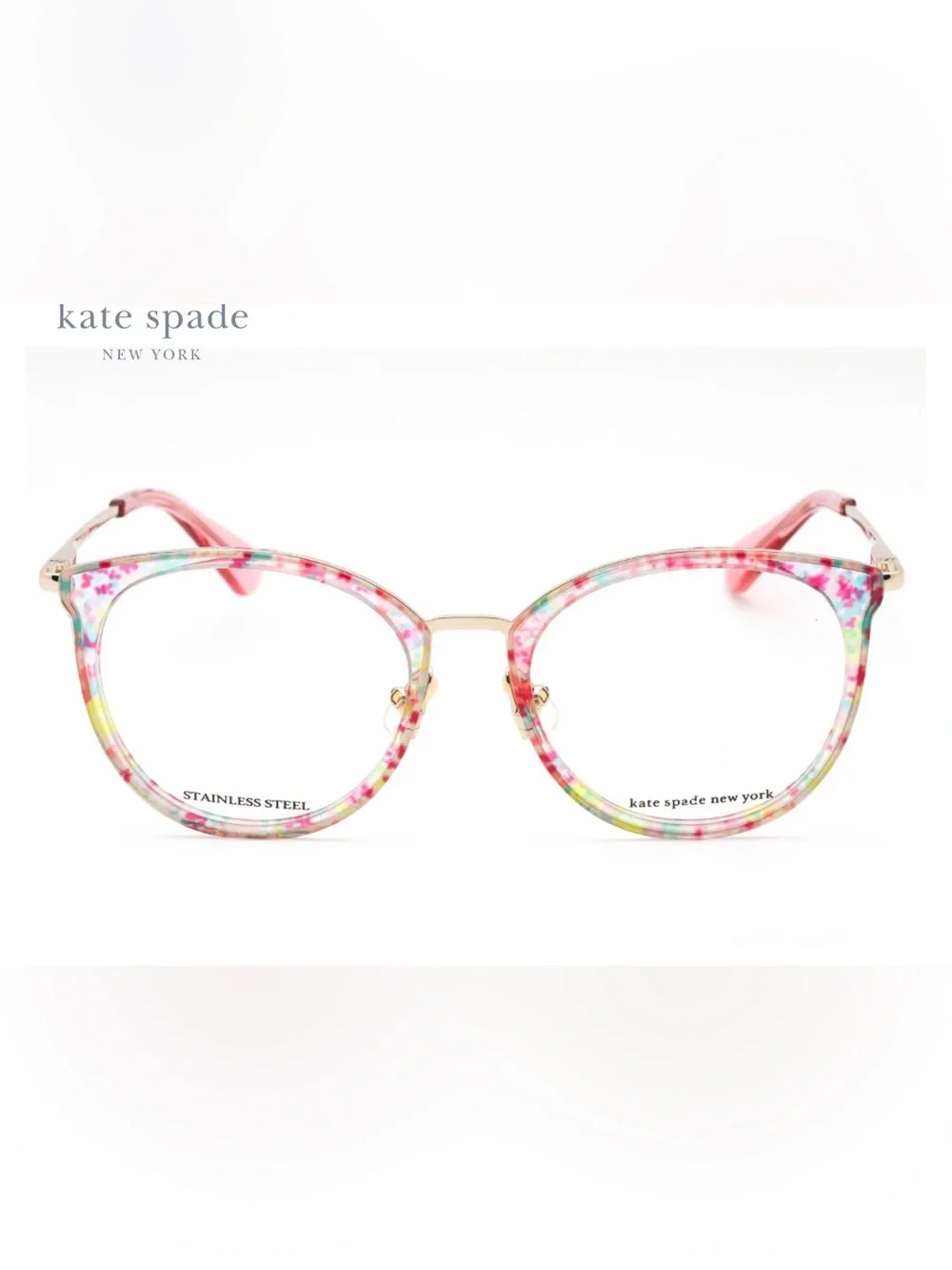 kate spade Floral Multicolor Round Optical Glasses with Gold Temples
